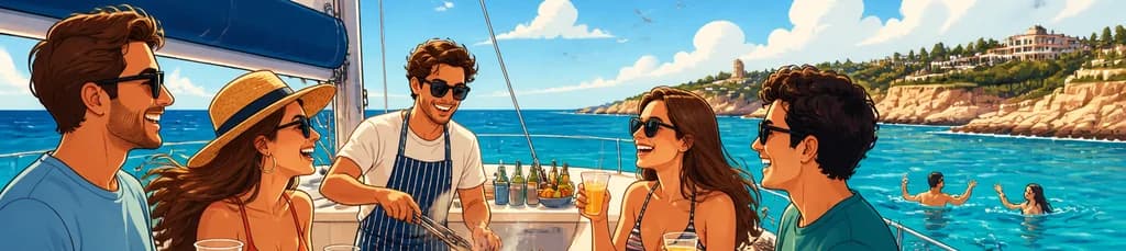 Travesía en catamarán por la Costa Daurada: almuerzo barbacoa, barra libre y parada para nadar