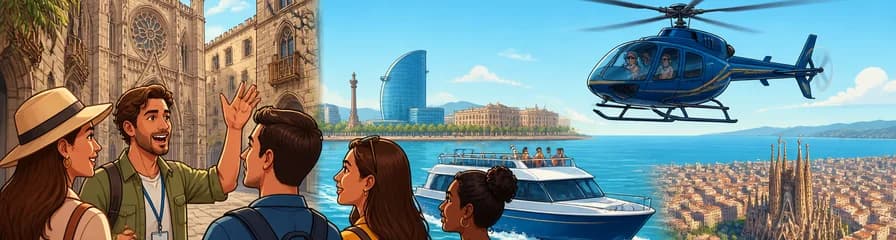 Tour guiado a pie por Barcelona con vuelo en helicóptero y traslado en barco de ida y vuelta