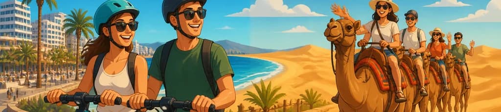 Recorrido en patinete eléctrico por Playa del Inglés y paseo en camello por las Dunas de Maspalomas