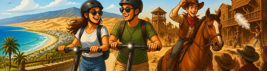 Aventura en Gran Canaria: Recorrido en patinete eléctrico, inmersión en Sioux City y experiencia a caballo