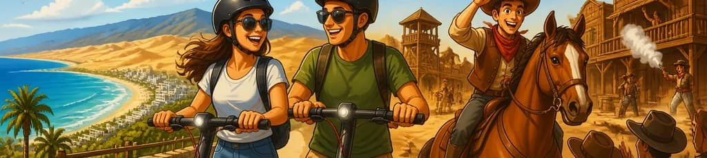Aventura en Gran Canaria: Recorrido en patinete eléctrico, inmersión en Sioux City y experiencia a caballo