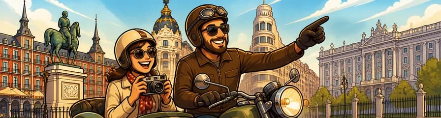 Recorrido privado de 1 hora por los lugares más emblemáticos de Madrid en sidecar vintage