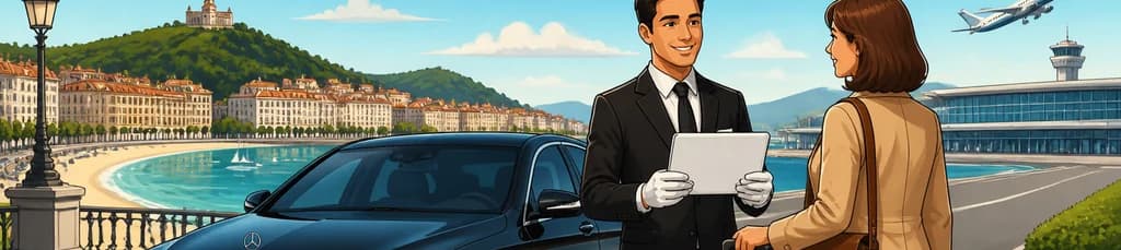 Servicio de traslado privado de lujo desde la ciudad de San Sebastián hasta el aeropuerto de Bilbao