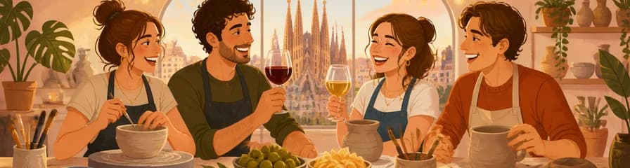 Sesión de cerámica y degustación de vinos en Mil Vueltas Studio