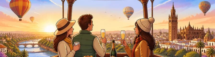 Experiencia en globo aerostático sobre Sevilla: amanecer, desayuno, cava y traslado incluido