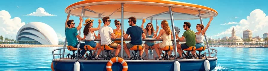 Cruceros privados en ciclo-barco con alquiler de pedales en Valencia