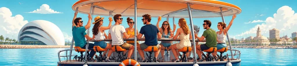 Cruceros privados en ciclo-barco con alquiler de pedales en Valencia