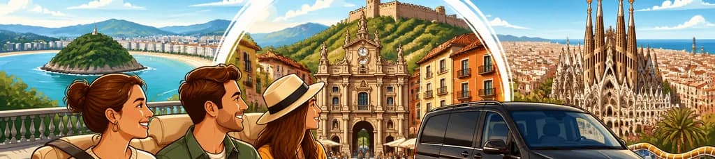 Servicio de traslado privado con parada de dos horas: de San Sebastián a Barcelona