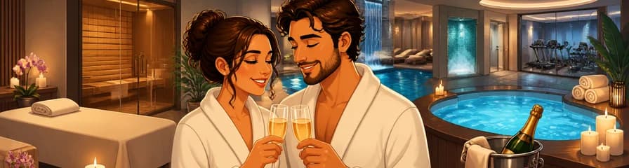 Experiencia de masaje romántico para parejas con acceso a spa y jacuzzi privado, incluyendo cava