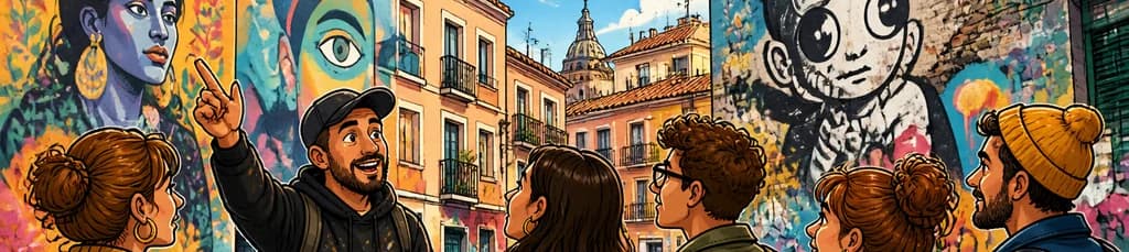 Recorrido privado a pie por el vibrante arte urbano de Madrid