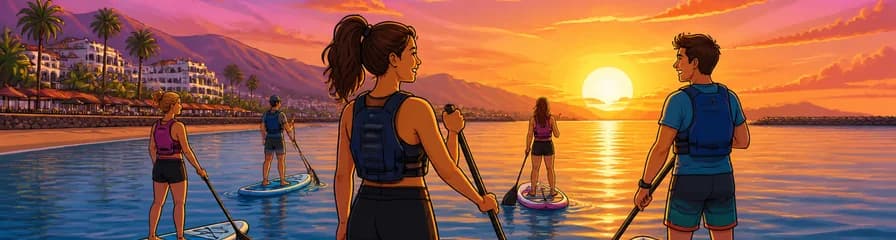 Disfruta de la experiencia de Stand Up Paddle al atardecer en la playa de Las Américas