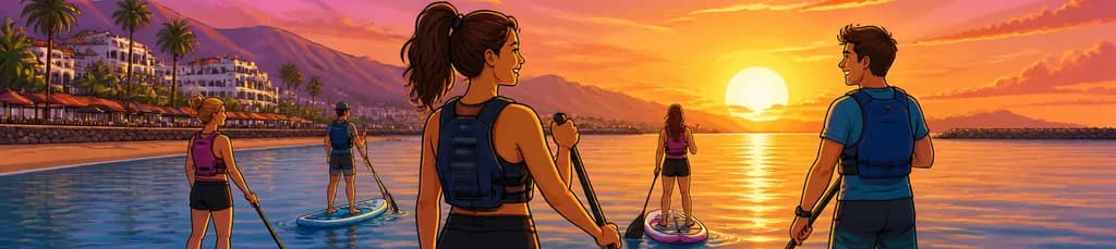 Disfruta de la experiencia de Stand Up Paddle al atardecer en la playa de Las Américas
