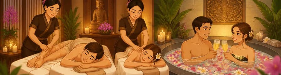 Disfruta de un masaje en pareja de 30 minutos y un baño floral en THAI SPA MASSAGE