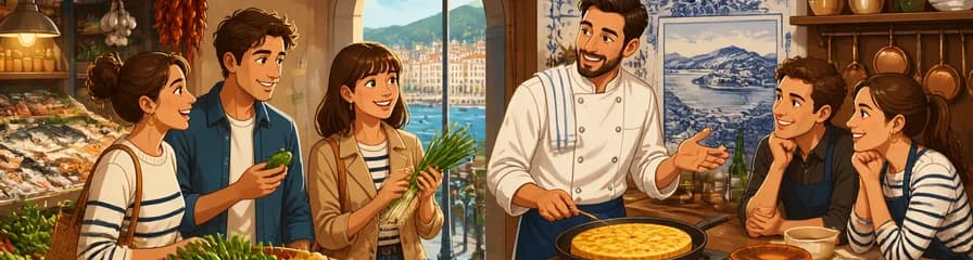 Experiencia culinaria privada: recorrido por el mercado donostiarra y clase de cocina con chef