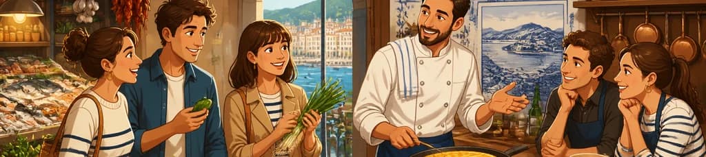 Experiencia culinaria privada: recorrido por el mercado donostiarra y clase de cocina con chef