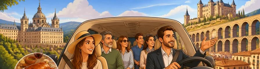 Recorrido privado en monovolumen de lujo a El Escorial y Segovia desde Madrid