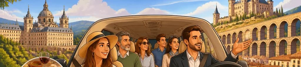 Recorrido privado en monovolumen de lujo a El Escorial y Segovia desde Madrid