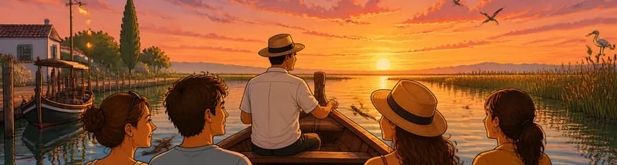 Excursión en barco tradicional por la Albufera al anochecer con punto de encuentro en Valencia