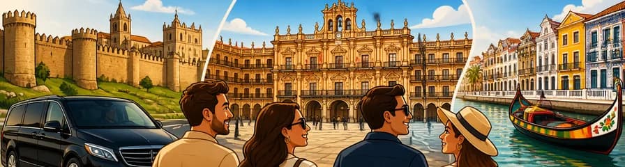 Traslado de lujo de Madrid a Oporto con paradas en Ávila, Salamanca y Aveiro