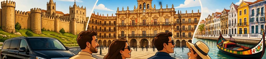 Traslado de lujo de Madrid a Oporto con paradas en Ávila, Salamanca y Aveiro