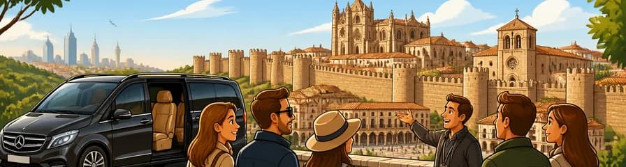 Excursión privada de medio día a Ávila desde Madrid en monovolumen de lujo