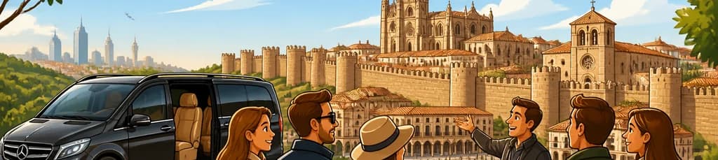 Excursión privada de medio día a Ávila desde Madrid en monovolumen de lujo