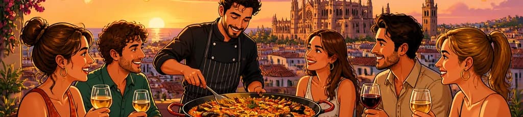 Disfruta de una paella al atardecer en una azotea con un chef local en Palma