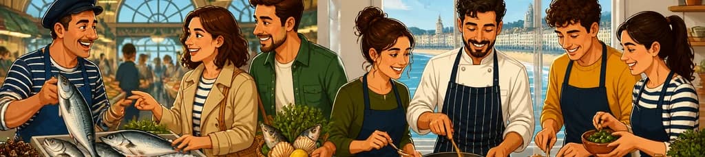 Taller de compras en el mercado y clase de cocina en La Coruña