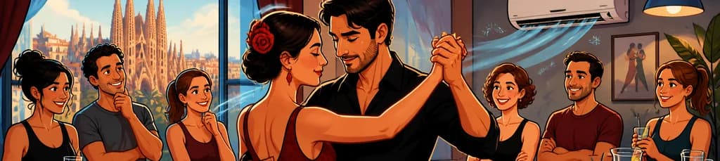 Clases de tango en Barcelona con profesionales, bebidas y aire acondicionado para combatir el calor