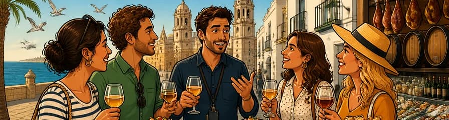Recorrido privado a pie por la costa de Cádiz con degustación de tapas y jerez
