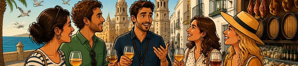 Recorrido privado a pie por la costa de Cádiz con degustación de tapas y jerez