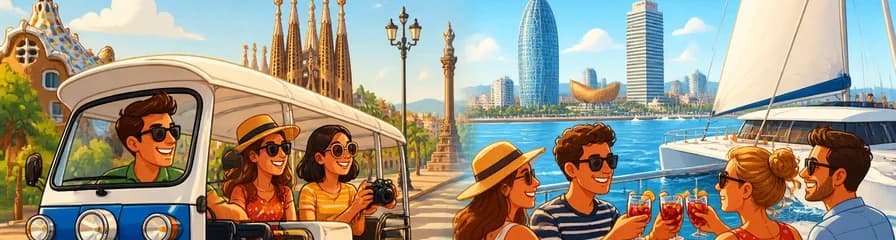 Aventura en Barcelona: Recorrido en Tuk Tuk y Experiencia de Navegación en Catamarán