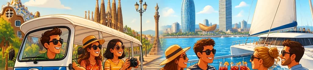 Aventura en Barcelona: Recorrido en Tuk Tuk y Experiencia de Navegación en Catamarán