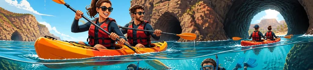 Expedición de kayak y snorkel por las cuevas de Gran Canaria