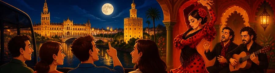 Vive la magia de Sevilla al caer la noche: tour guiado y espectáculo flamenco en tablao