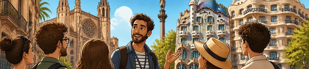 Recorrido completo a pie por el casco antiguo y las obras de Gaudí en Barcelona con guía en francés