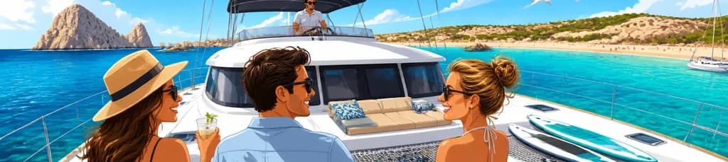 Alquiler de catamarán de lujo con patrón en Ibiza y Formentera para excursiones de día