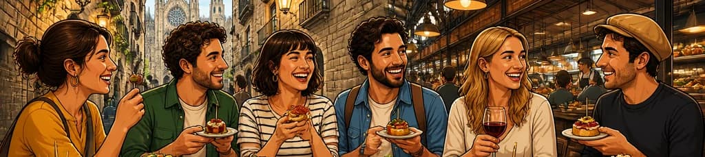 Experiencia culinaria por Barcelona: Tapas en el Barrio Gótico y Time Out Market