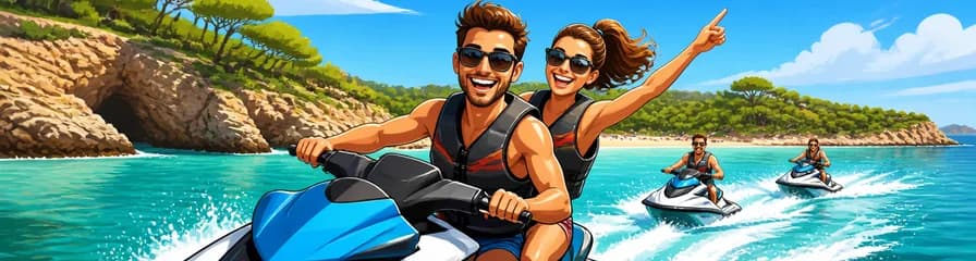 Tour guiado en moto acuática por la impresionante Cala Bassa de Ibiza