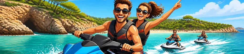 Tour guiado en moto acuática por la impresionante Cala Bassa de Ibiza