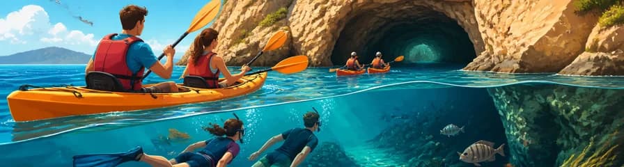 Recorrido de kayak y buceo por la Cova Tallada de Dénia, con exploración de cuevas marinas