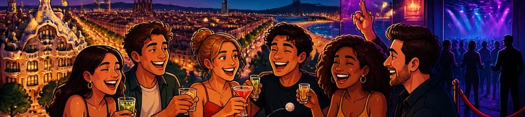 Recorrido Nocturno por Terrazas y Bares de Barcelona con Acceso VIP a Discotecas