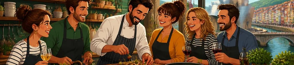 Experiencia culinaria inmersiva en Bilbao: taller de cocina vasca con barra libre para grupos reducidos