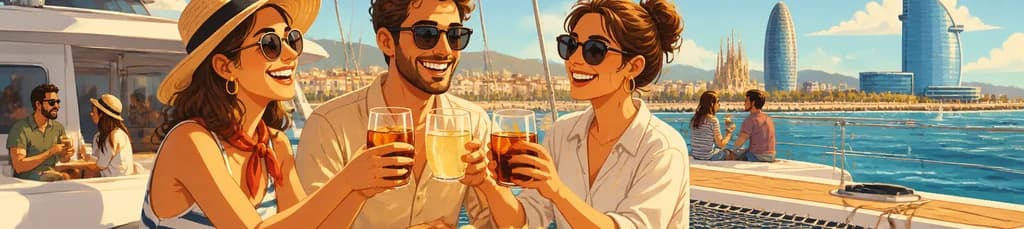Experiencia gastronómica de vermut en catamarán por Barcelona