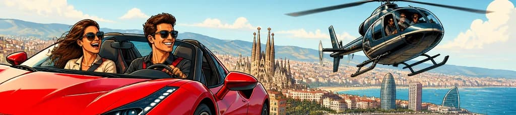 Vive una aventura inolvidable: supercoches y vuelo en helicóptero por Barcelona