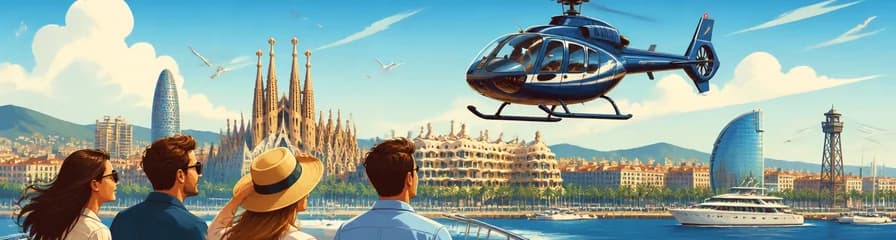 Descubre Barcelona desde el aire y el mar: vuelo en helicóptero con traslado en barco