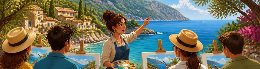 Creación artística al aire libre en Deià, junto a la costa de Mallorca