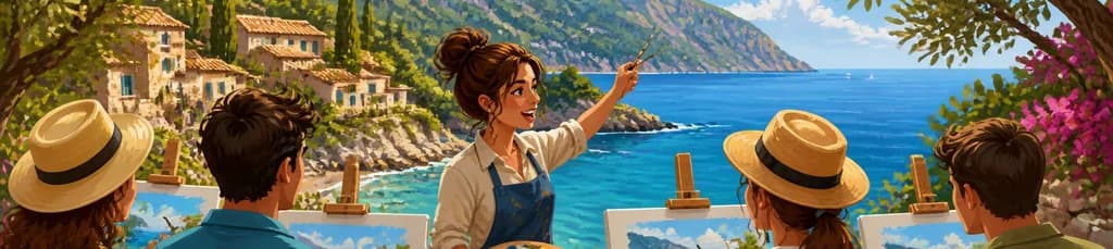 Creación artística al aire libre en Deià, junto a la costa de Mallorca