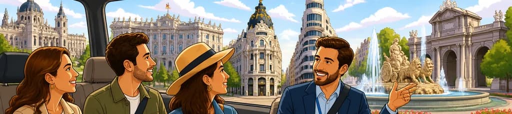 Descubre Madrid en un tour panorámico de 3 horas en Mercedes Viano con guía privado