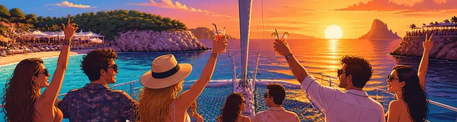 Travesía en catamarán por Ibiza con barra libre y parrillada
